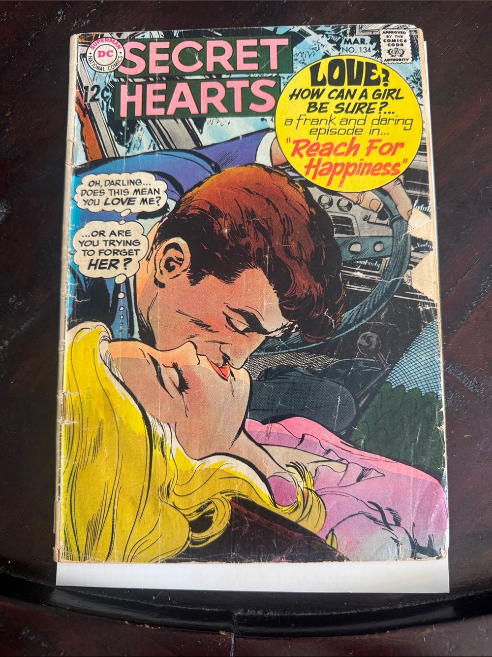 DC Comics Secret Hearts Retro Romance Print - Pink, Yellow, Black